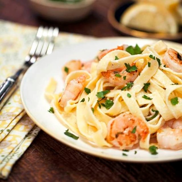 Shrimp Fettuccine Alfredo.